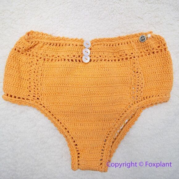 NEW Free People She Made Me Essential High-Waisted Crochet Bikini Bottoms , M - Picture 4 of 14